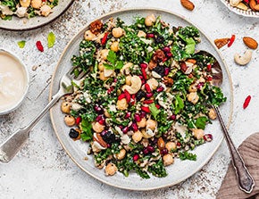 garlicky kale tahini and almond salad