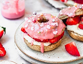 strawberries and cream doughnut sandwich