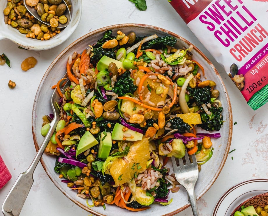 A bowl of Sweet Chilli Sprout Cabbage Slaw