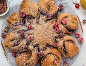 Chocolate Orange Cinnamon Star Bread on a plate